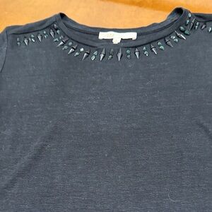 Maje Short sleeve Black linen top